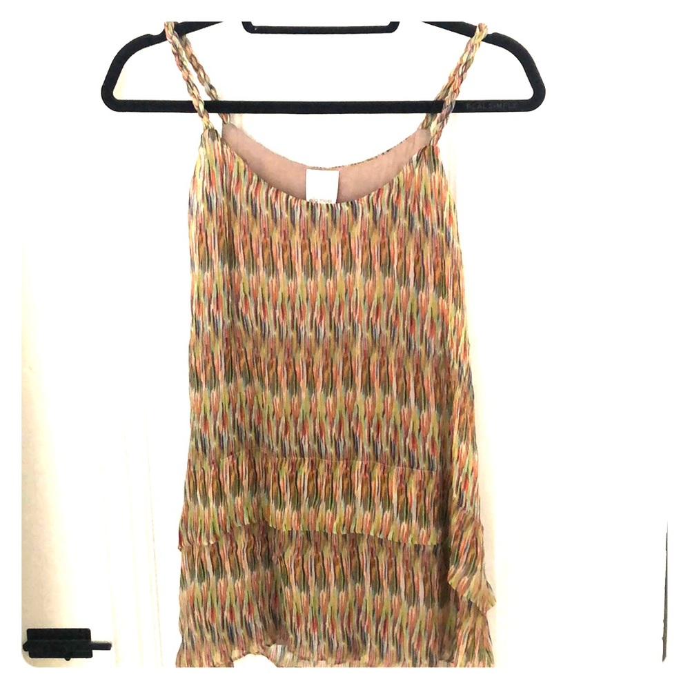 Rainbow silk top with braided straps